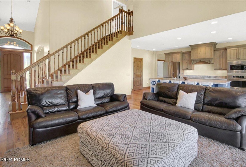 Family Room Staircase and Kitchen