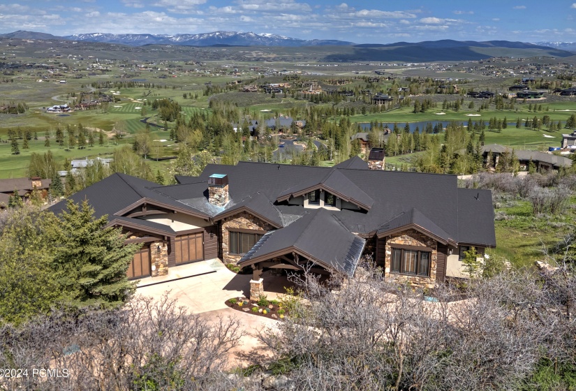 Aerial View of Golf Course & Mountains