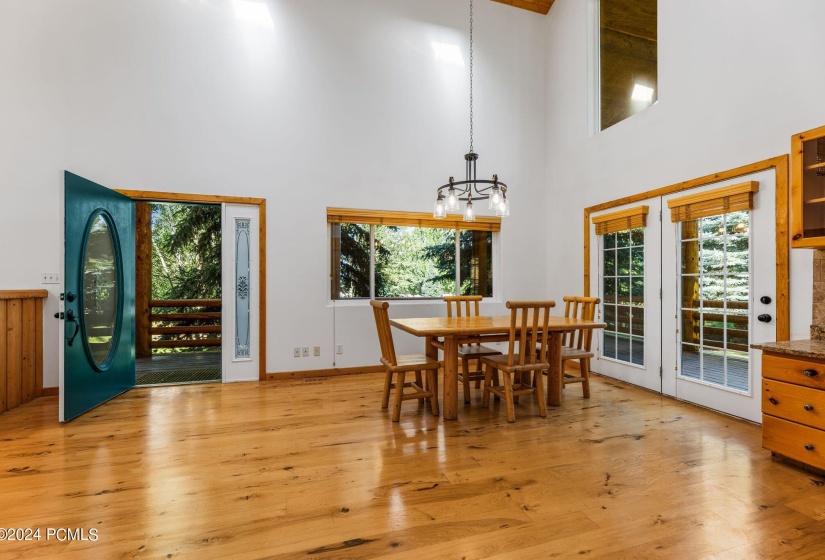 dining area with side deck access