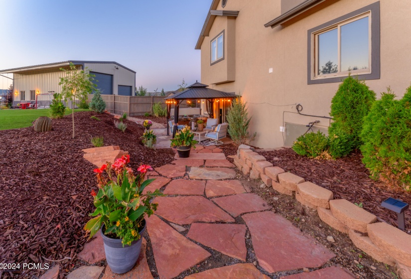 Walkway to patio n garage