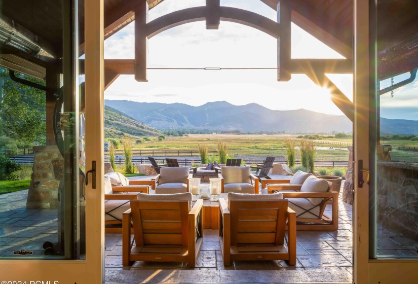 Porch Doors Open at Sunset