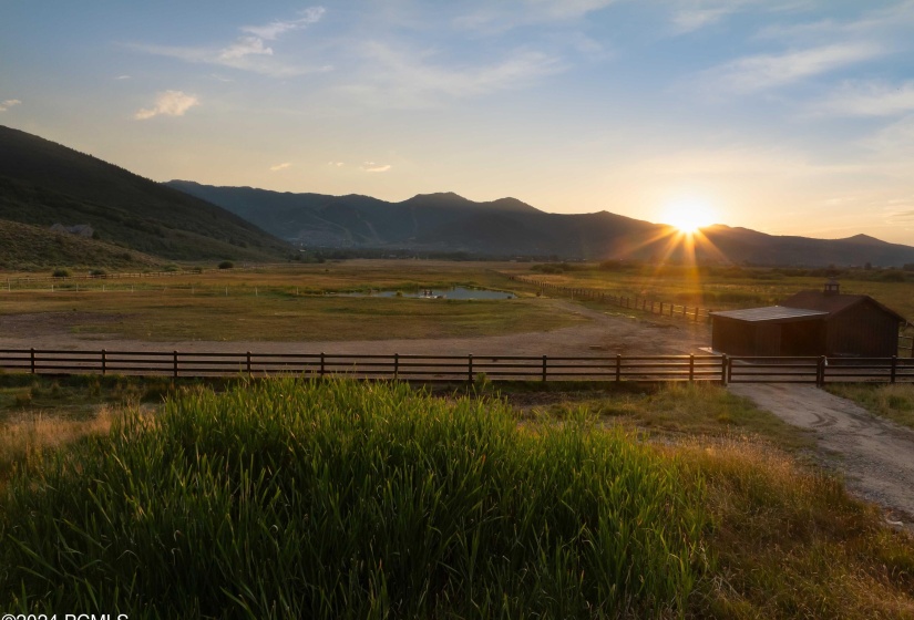 Sunset over pasture