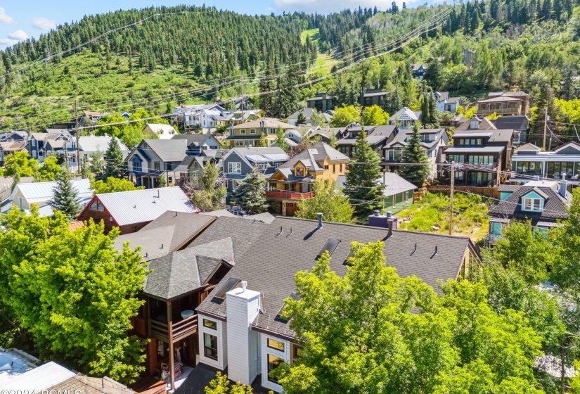 Aerial back up to Creole ski run