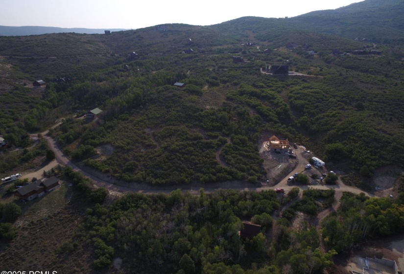 Drone view of lot and area